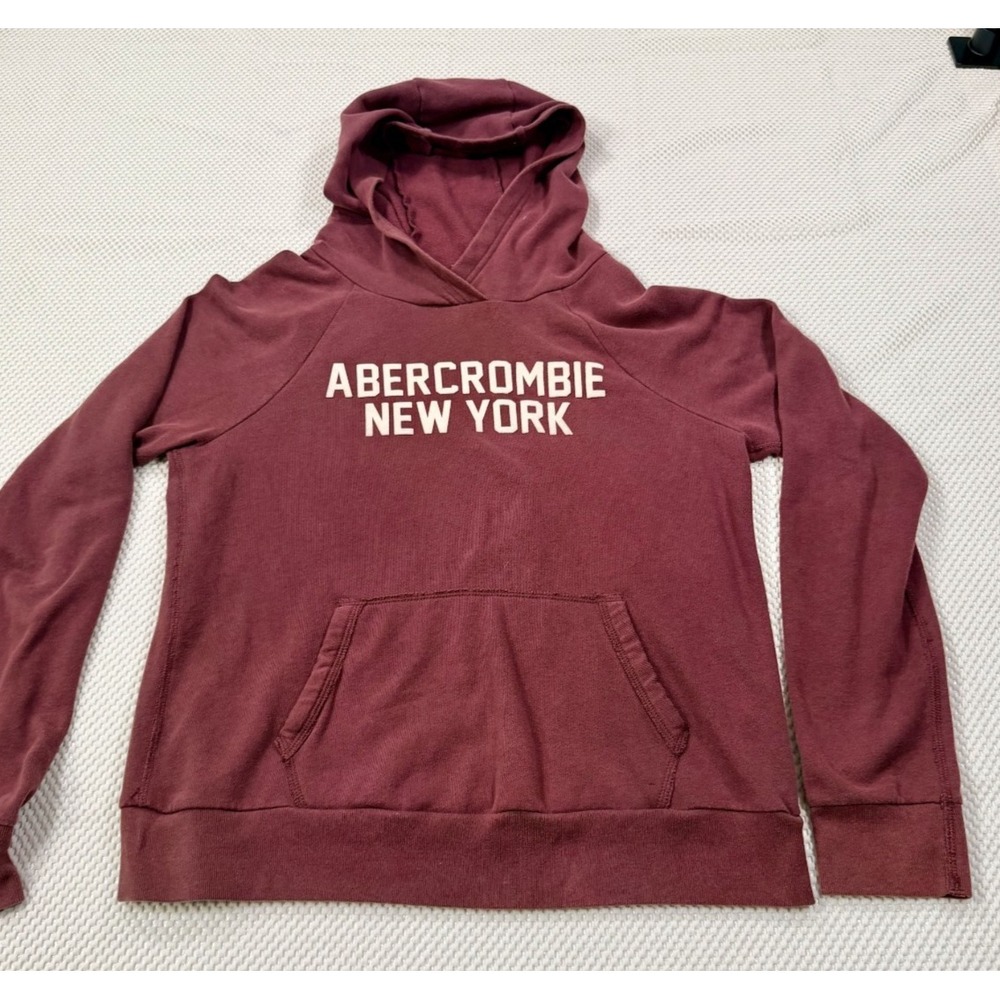 Abercrombie & Fitch Women's NY Pullover Hoodie/Sweatshirt Burgundy • Medium